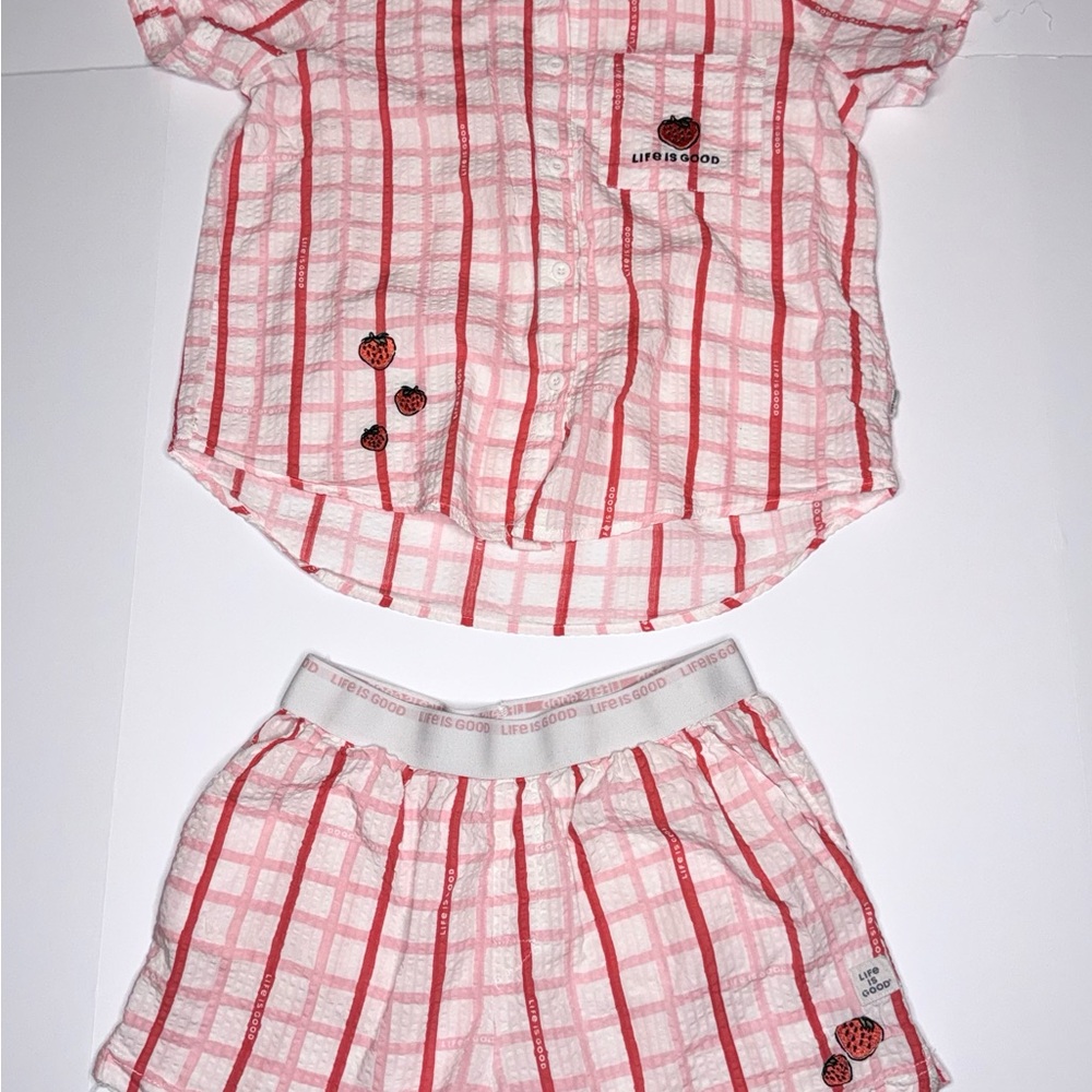 Life is Good Pink Plaid Pajama Set